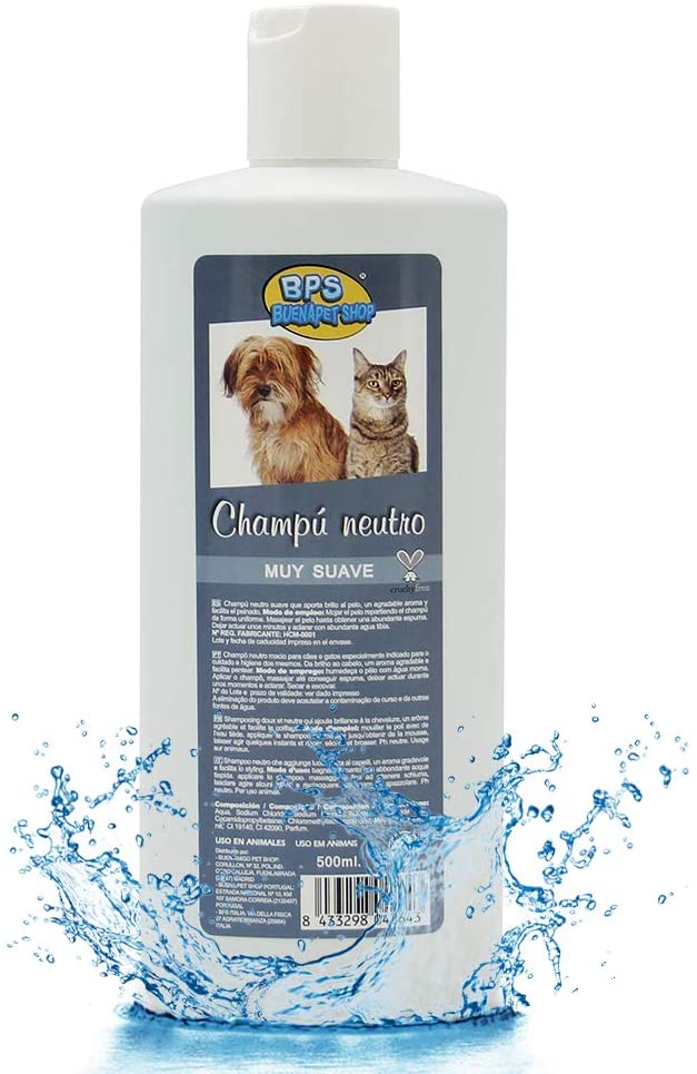  BPS Champú Neutro para Piel Delicada Shampoo para Perro Cachorro Animales Domésticos 500ml BPS-4264 