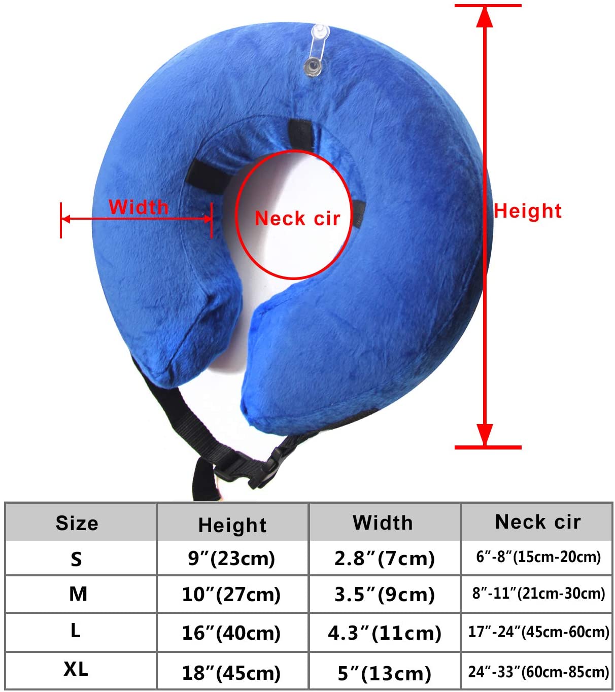  BVAGSS Collar Inflable de Recuperación Cuello Protector Suave para Perros y Gatos XH003 (L, Blue) 