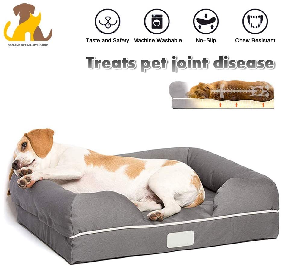  Cama avanzada para perros, camas ortopédicas para perros con espuma ortopédica de primera calidad, cama de apoyo terapéutico de calidad, piel de contacto seguro, forro impermeable.L（115*70*32cm） 