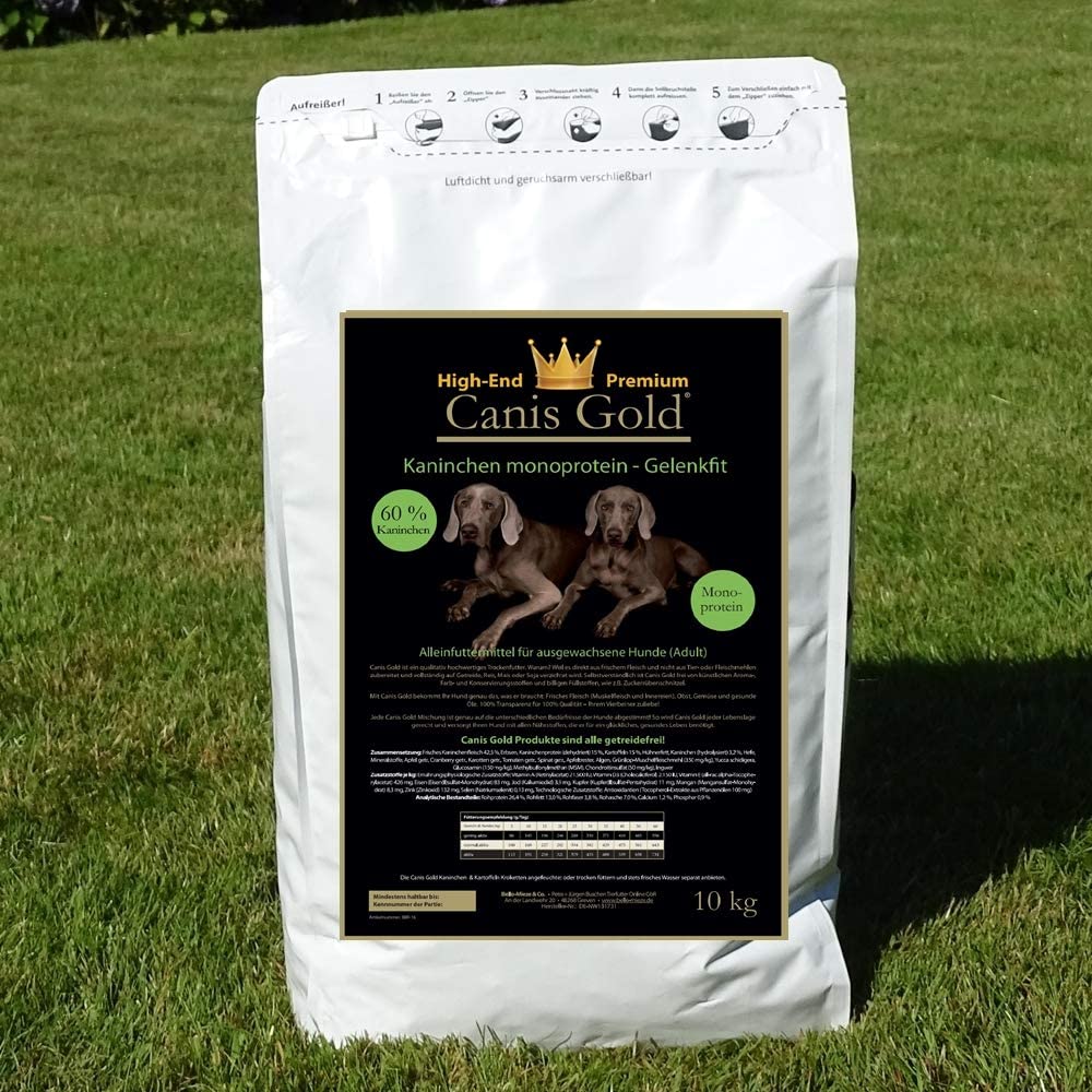  Canis Gold Adult 60% Conejos | monopro calcárea | getreidefreies Super Premium Perros trockenfutter | 10 kg Pack 