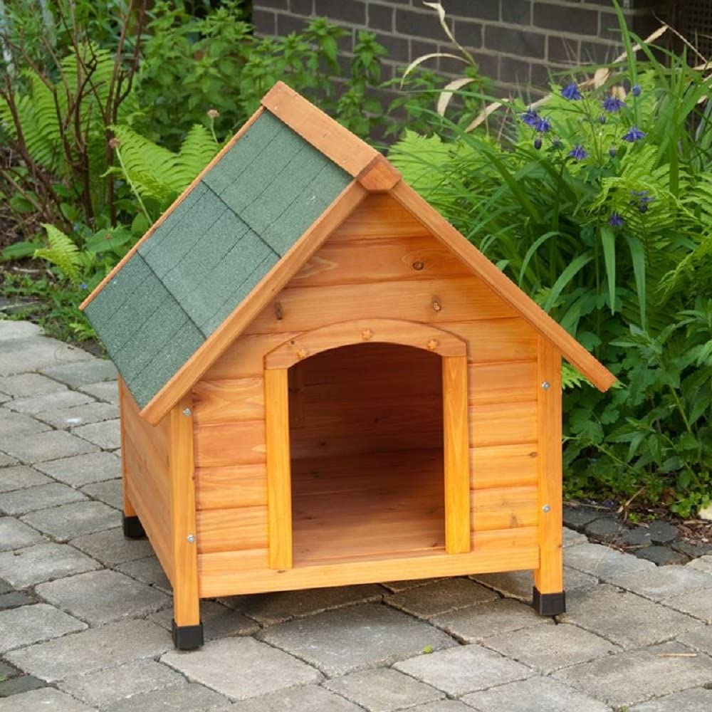  Caseta de perro para exterior, de madera ligera, con techo inclinado 