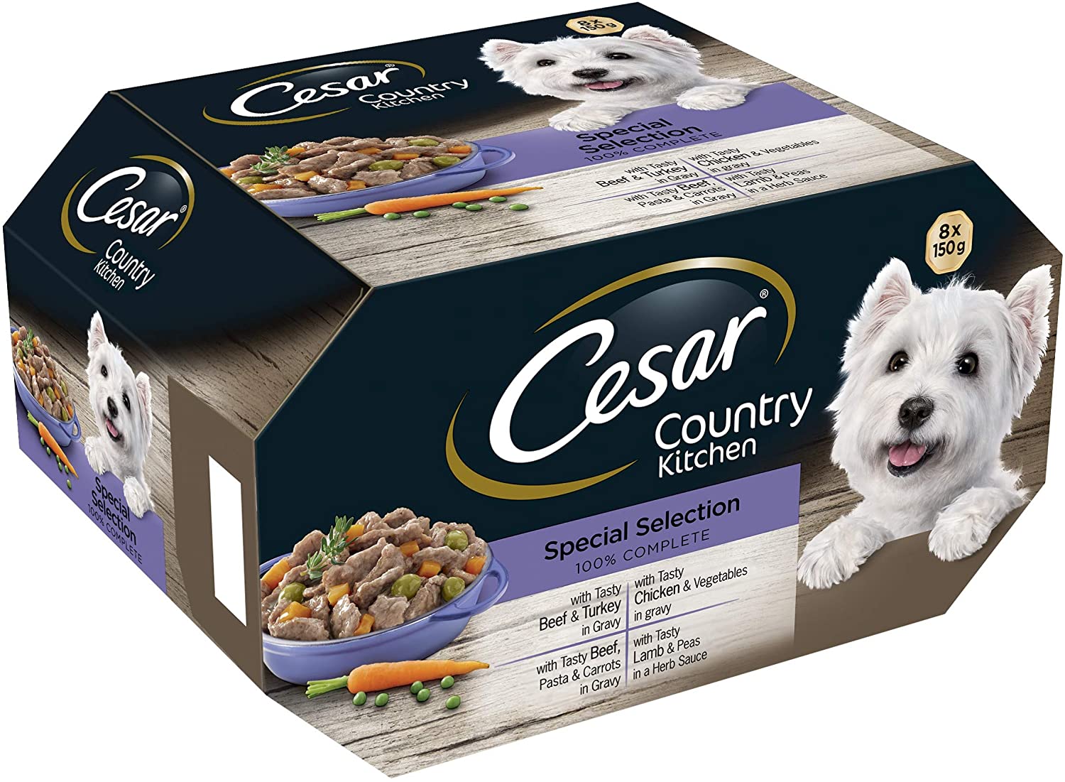  Cesar Country Kitchen - Comida para perros, selección especial, 8 x 150 g, paquete de 3 