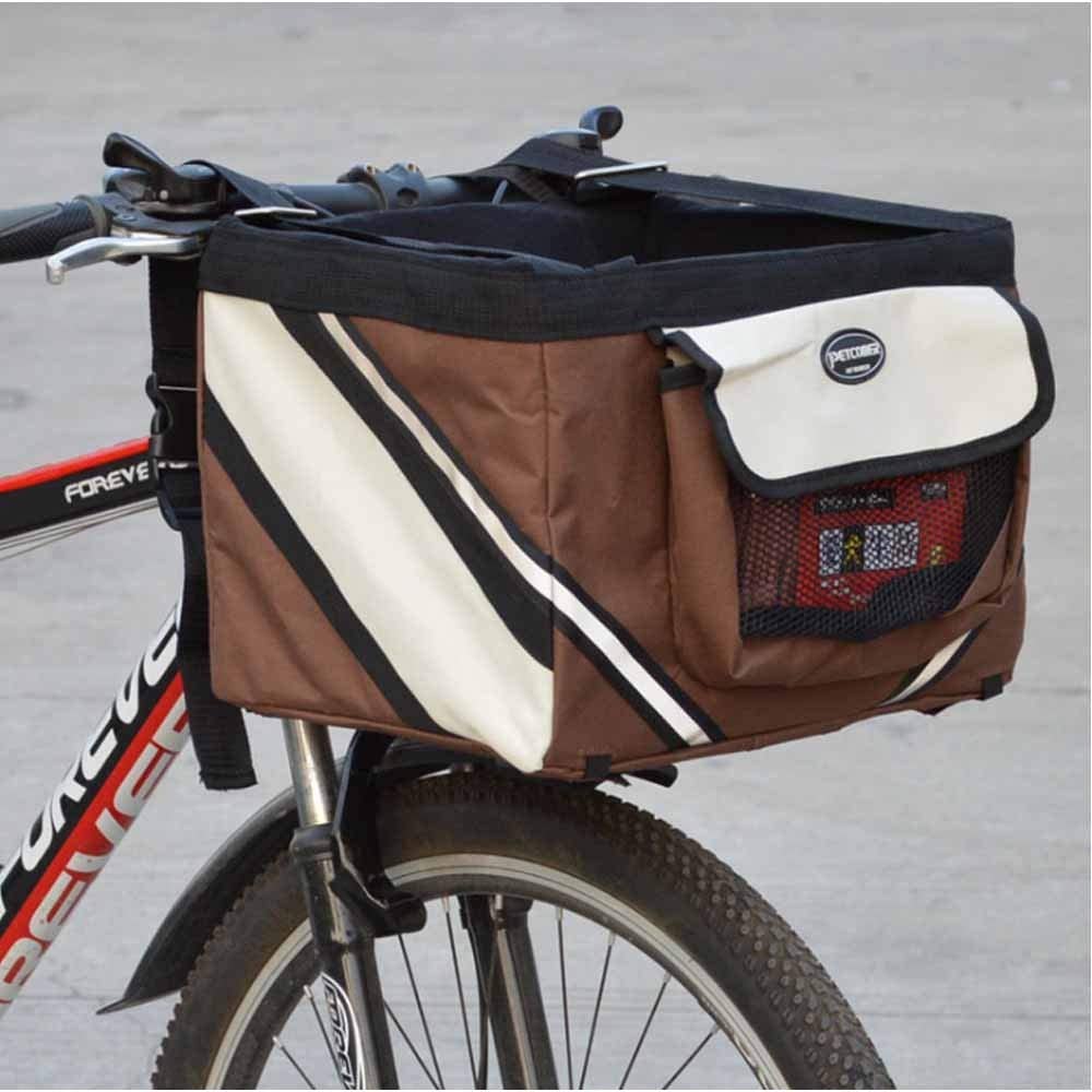  Cesta de bicicleta para mascotas,bolsa de manillar plegable extraíble bicicleta impermeable portaequipajescesta portador de mascotas bolsa de marco cinturón de seguridad del animal 