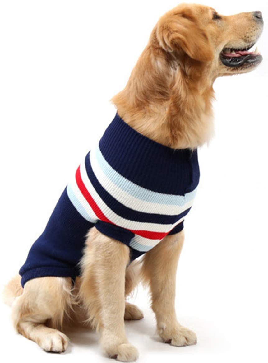  Chaleco para perro a rayas de moda, abrigo, suave, de lana, para invierno, para perros pequeños y medianos grandes 