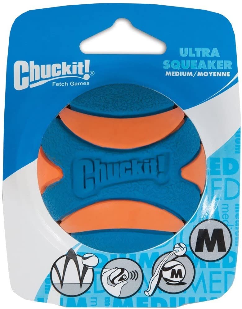  Chuckit! 52068 Ultra Squeaker Ball, 1 Pelota para Perros Compatible con el Lanzador, M 