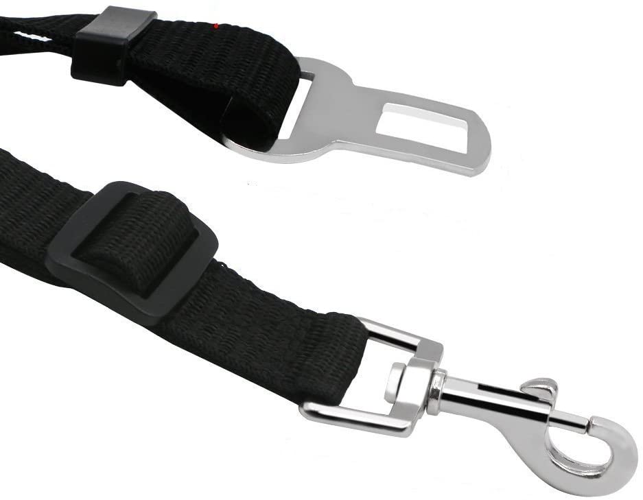  Cinturón de Seguridad para Perros, Lomire Cinturón Ajustable de Nylon para Trasportar Mascotas de Viajes Cinturón de Perros de Asiento de Coche Color Negro 