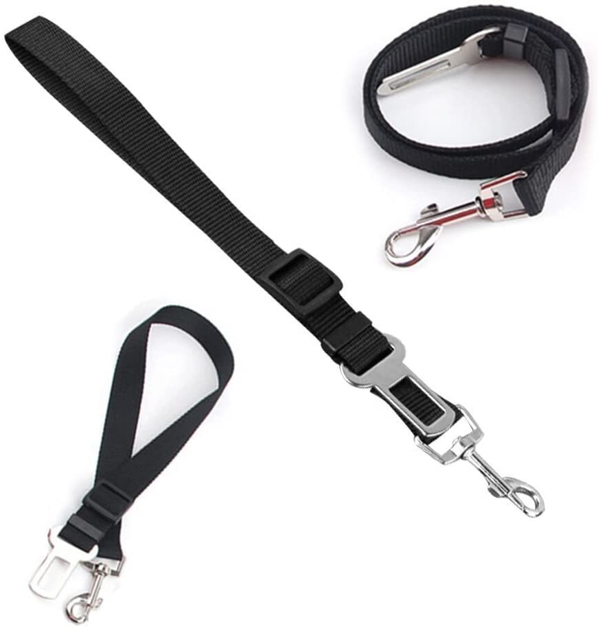  Cinturón de Seguridad para Perros, Lomire Cinturón Ajustable de Nylon para Trasportar Mascotas de Viajes Cinturón de Perros de Asiento de Coche Color Negro 