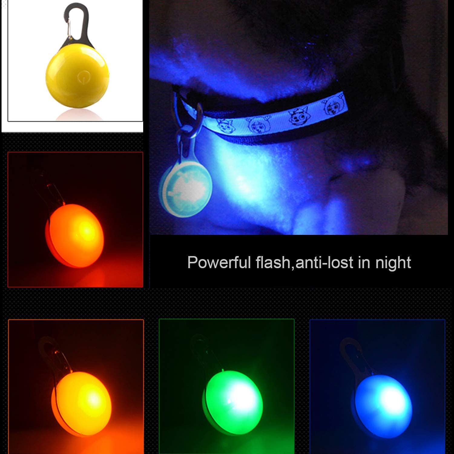  Collar Luces LED, Yosemy 8pcs Clip-On Pet Luz Luminoso de Noche Impermeable Luces de Colores de Seguridad con Etiquetas de Identificación para Perros y Gatos para La Noche Caminar 