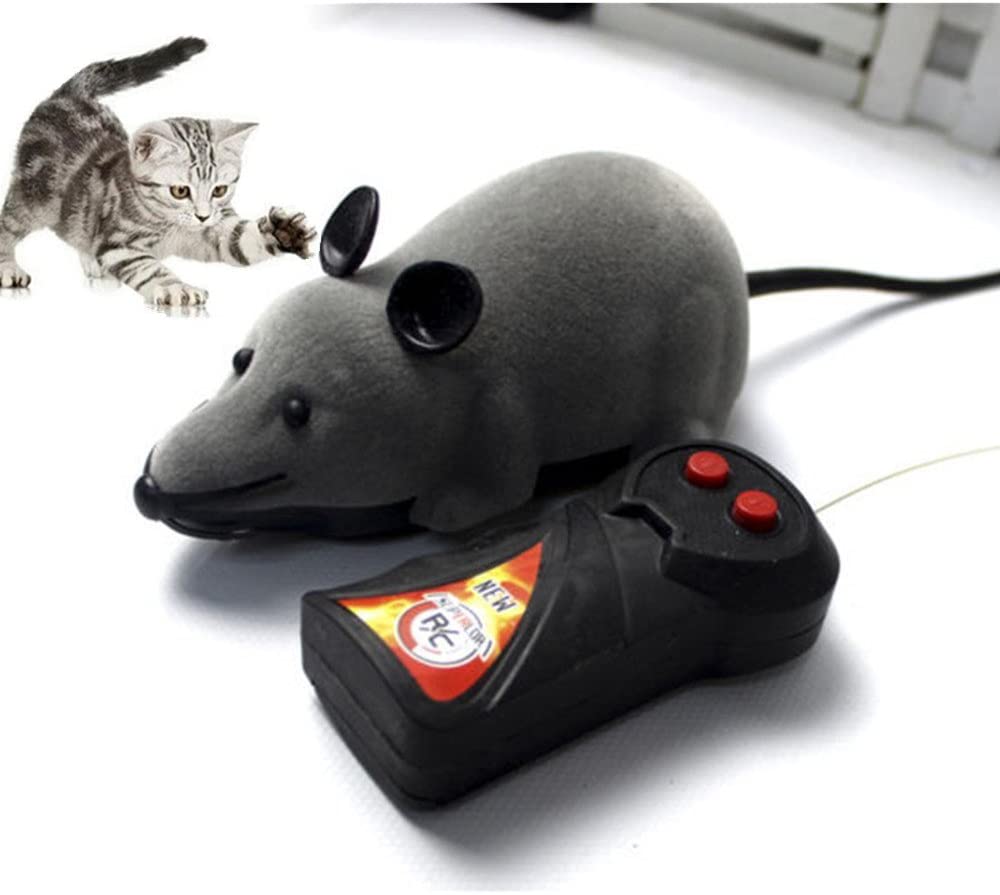  Control remoto inalámbrico RC ratón de la rata del juguete para perro del gato de la novedad para mascotas Regalo divertido Gray 