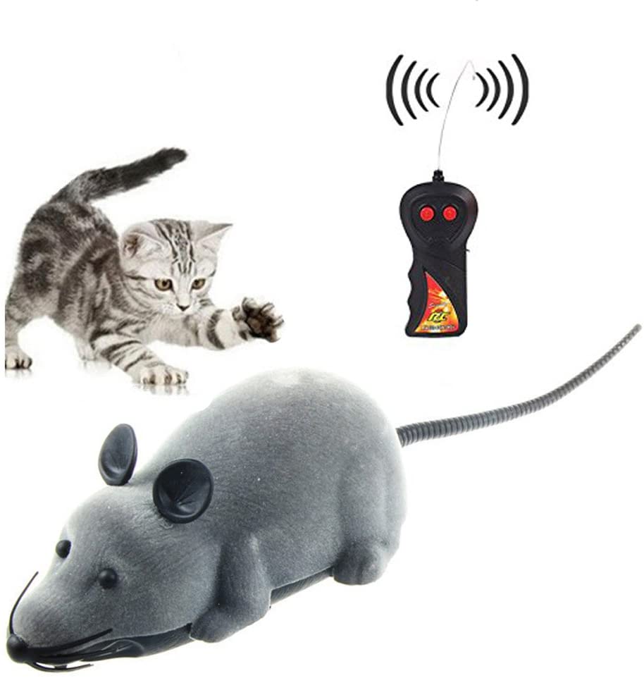  Control remoto inalámbrico RC ratón de la rata del juguete para perro del gato de la novedad para mascotas Regalo divertido Gray 