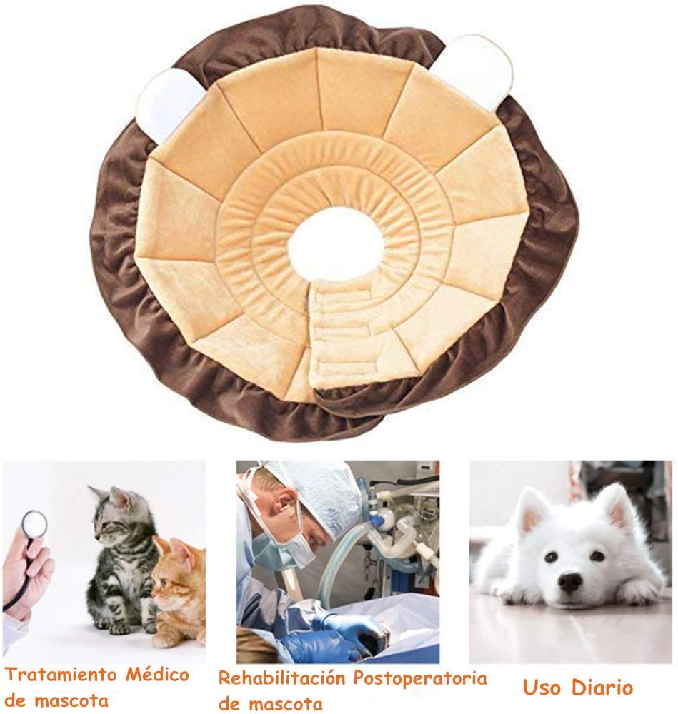 COOLEAD Cono de Recuperación para Mascotas, Collar Protector Anti-mordedura para Tratamiento Médico de Gato/Perro con Diseñado León 