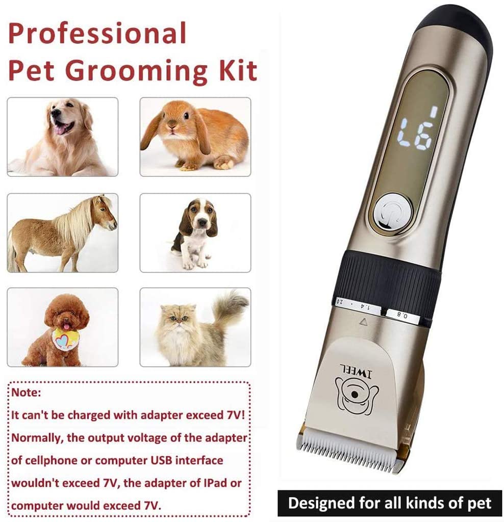  Cortadoras de perros profesionales, máquina de afeitar para gatos sin cable recargable y kit de limpieza para mascotas eléctrico a prueba de agua de bajo nivel de ruido Kit de aseo para mascotas 