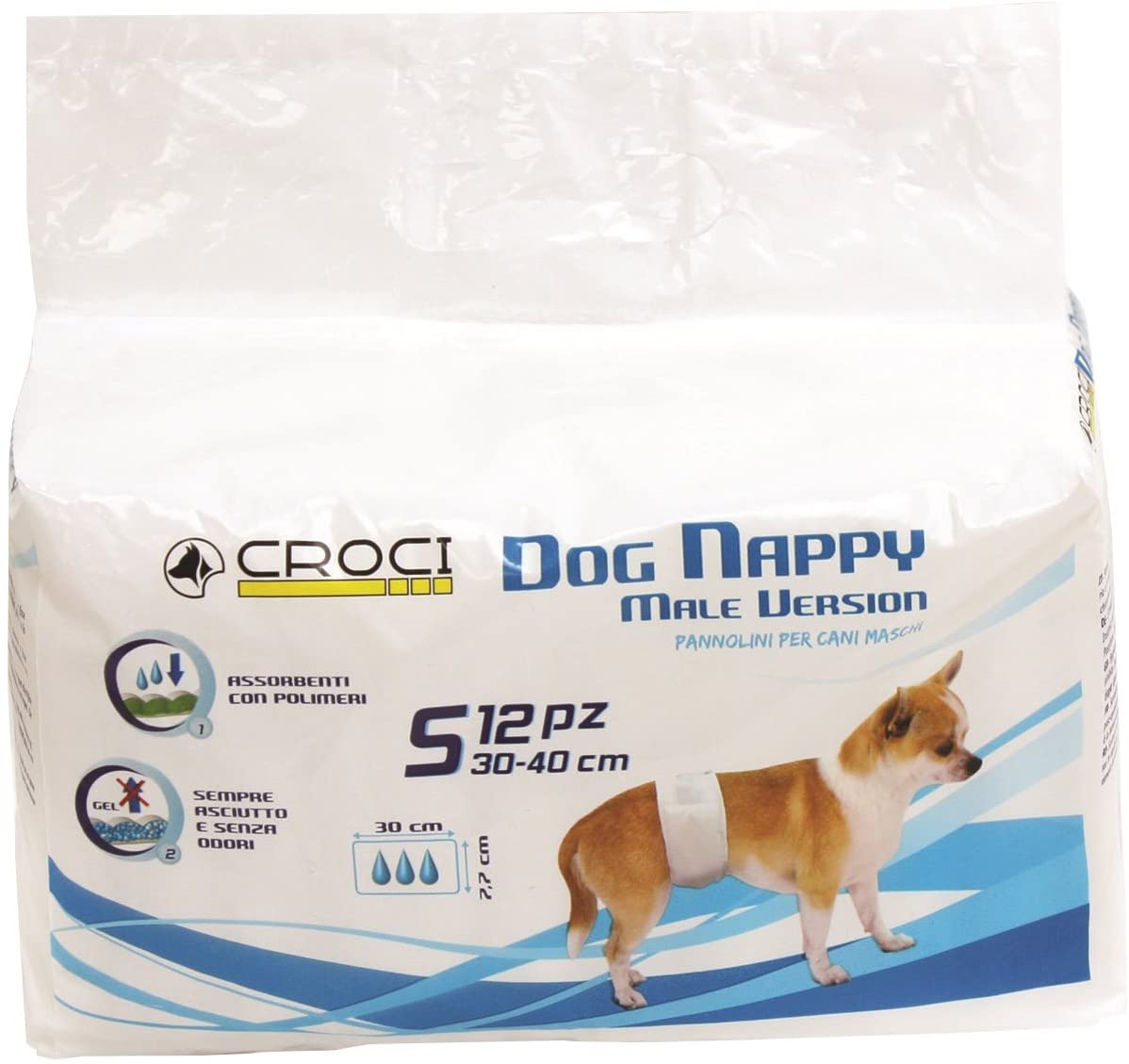  Croci Diadema para La Higiene del Perro del Pañal del Perro 12 Pc Medium 1 Unidad 325 g 
