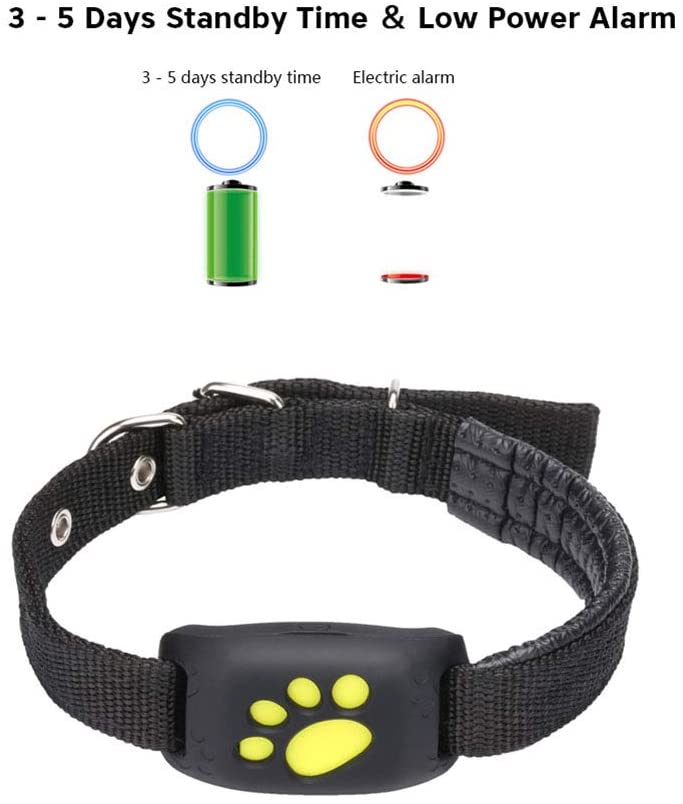  CRYSNERY Mascota Rastreador GPS Perro Gato Collar Impermeable Carga por USB GPS con función de devolución de Llamada para Mascotas Perro Gato 