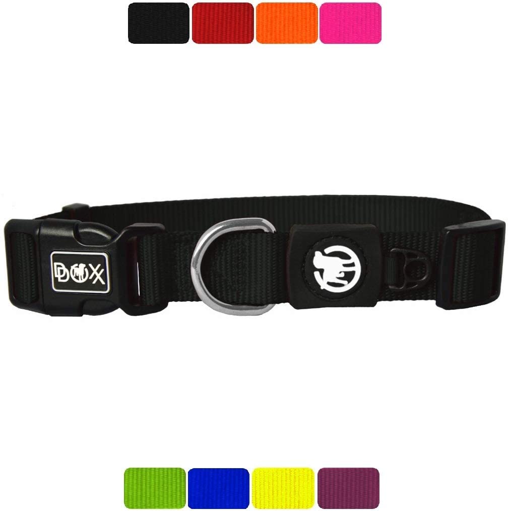  DDOXX Collar Perro Nylon, Ajustable | Diferentes Colores & Tamaños | para Perros Pequeño, Mediano y Grande | Collares Accesorios Gato Cachorro | Negro, XS 