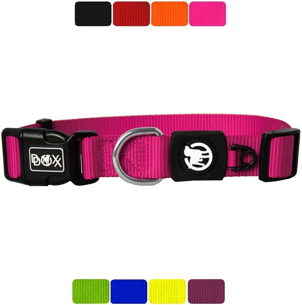  DDOXX Collar Perro Nylon, Ajustable | Diferentes Colores & Tamaños | para Perros Pequeño, Mediano y Grande | Collares Accesorios Gato Cachorro | Rosado Pink, XS 