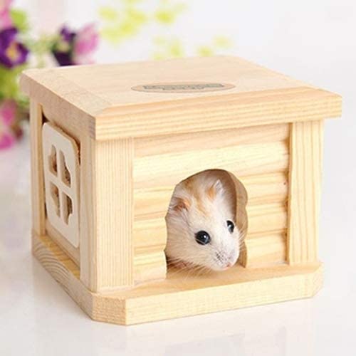  DHM-kennel Cómodo Mascotas de Techo Plano Casa de Madera Choza de Mascotas Jaula para Animales pequeños Conejo Hamster Seguro 
