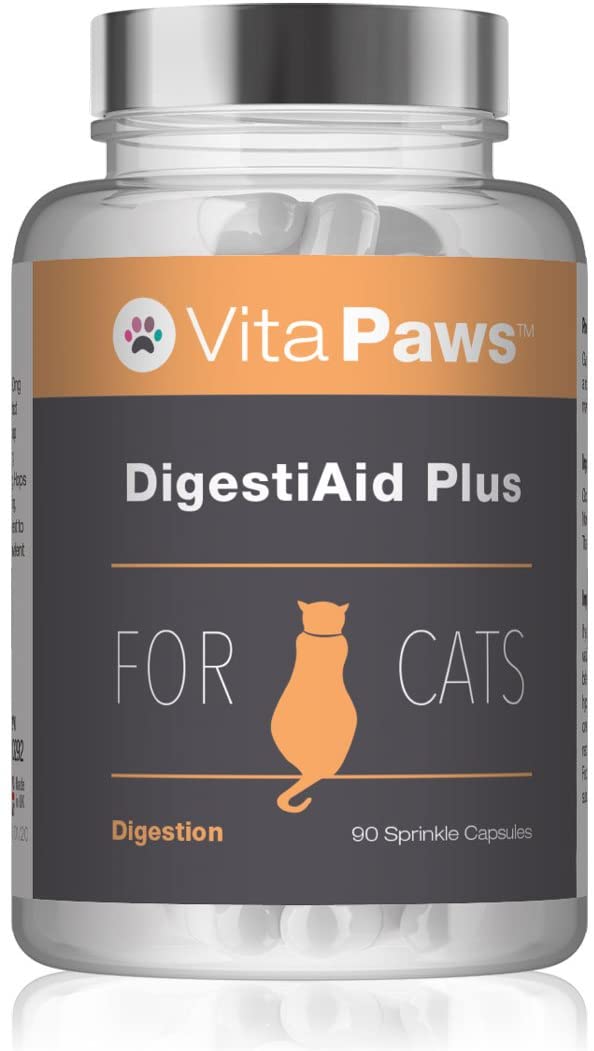  DigestiAid Plus para Gatos - ¡Bote para 3 meses! - 90 Cápsulas - VitaPaws 