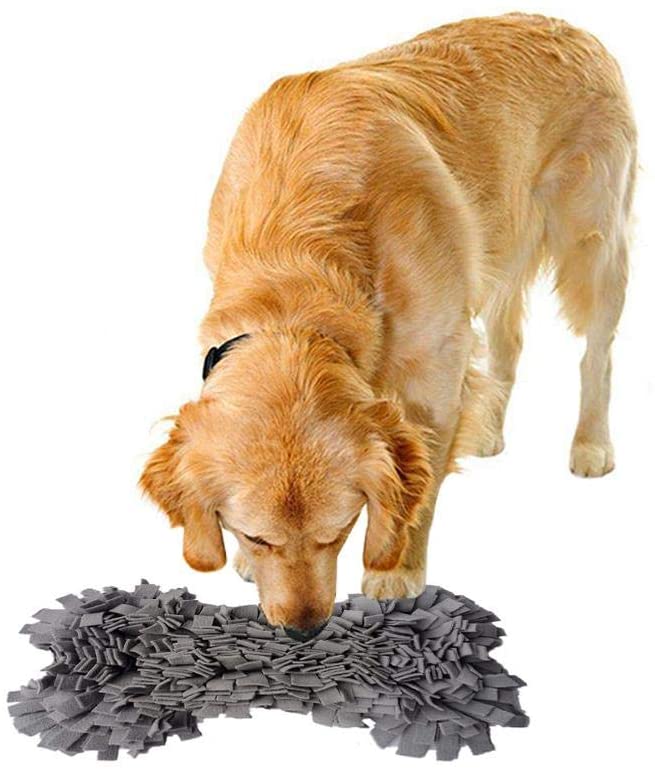  Dog Snuffle Mat Forma de Hueso Juguete Suave Almohadilla Entrenamiento de Alimentación Olfateando Esteras Puzzle Juguetes Suministros de Mascotas Nosework Borla Manta 