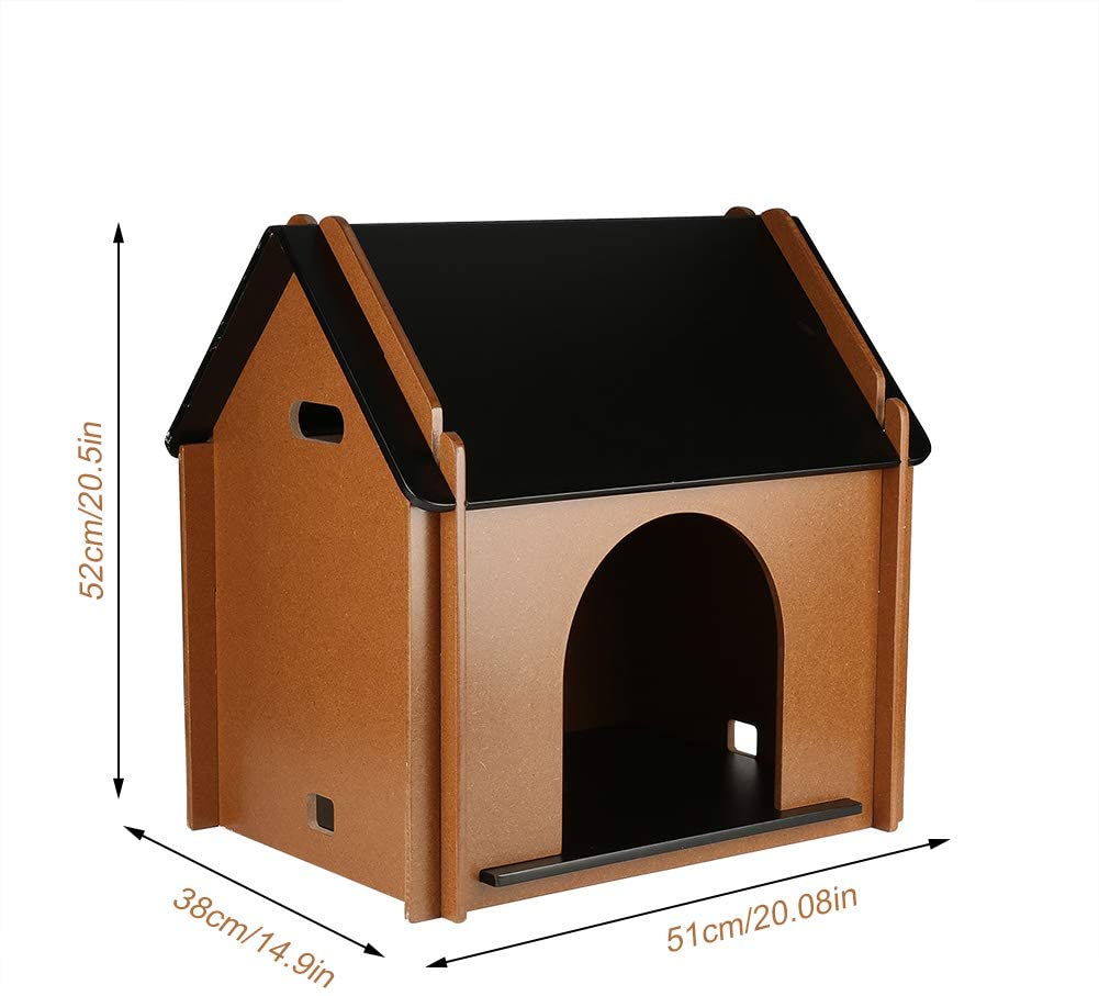  EBTOOLS casa de Madera para Mascotas Perro Gato Desmontable Decorativo caseta de Perro cabaña para Animal doméstico para Interior 51 x 38 x 52 cm 