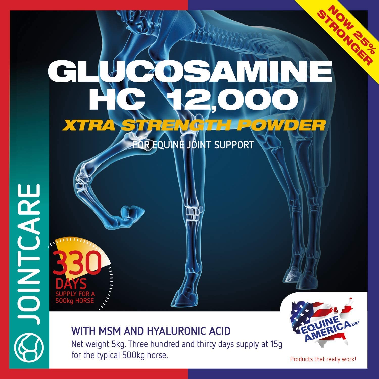  Equine America 204-UK Glucosamina HCI 12.000 con MSM y HA 5 kg (ahora 25% más fuerte) 