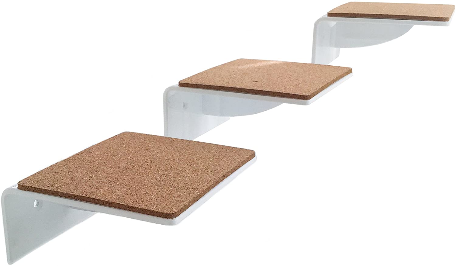  Escalera para gatos trelixx "Maxi" de plexiglás®/ acrílico blanco, tres peldaños, 19 x 20 cm para gatos de hasta 10 kg, con almohadillas de corcho 