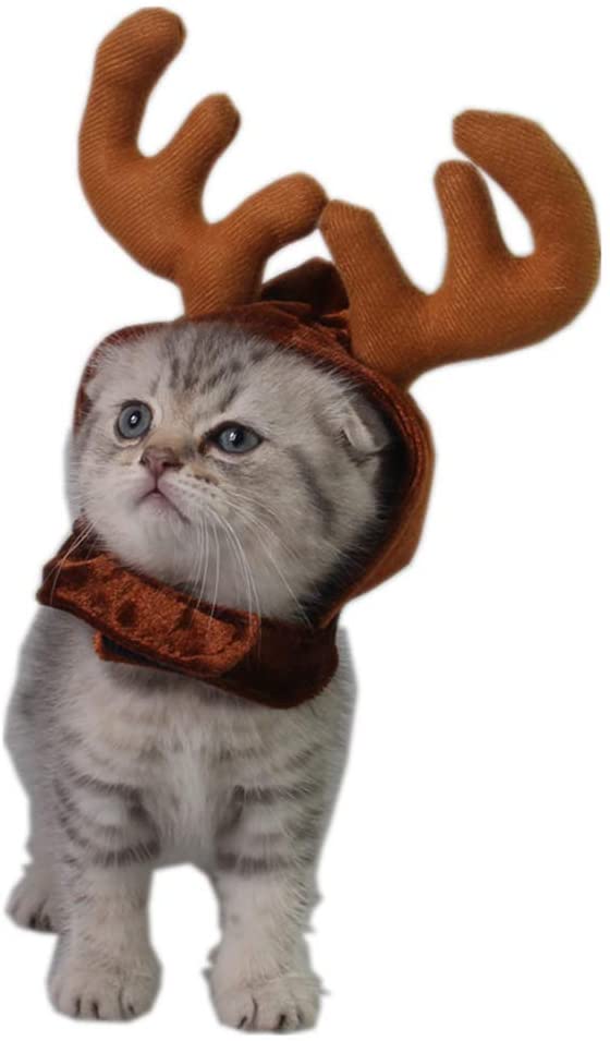  ETbotu Suministros de Navidad para Mascotas Mascotas Diademas para Perros Cornamenta Gorra Suministros para Disfraces de Mascotas Sombreros de Ciervos de Navidad Gorra de asta una Talla 