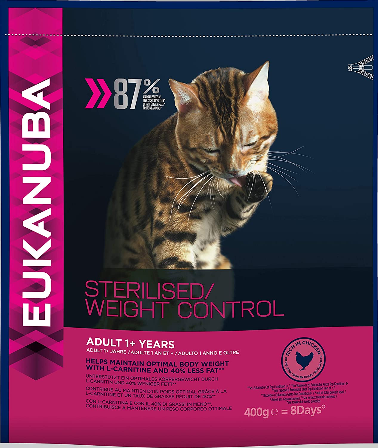  Eukanuba - Comida esterilizada para gatos, paquete de 7 (7 x 400 g) 