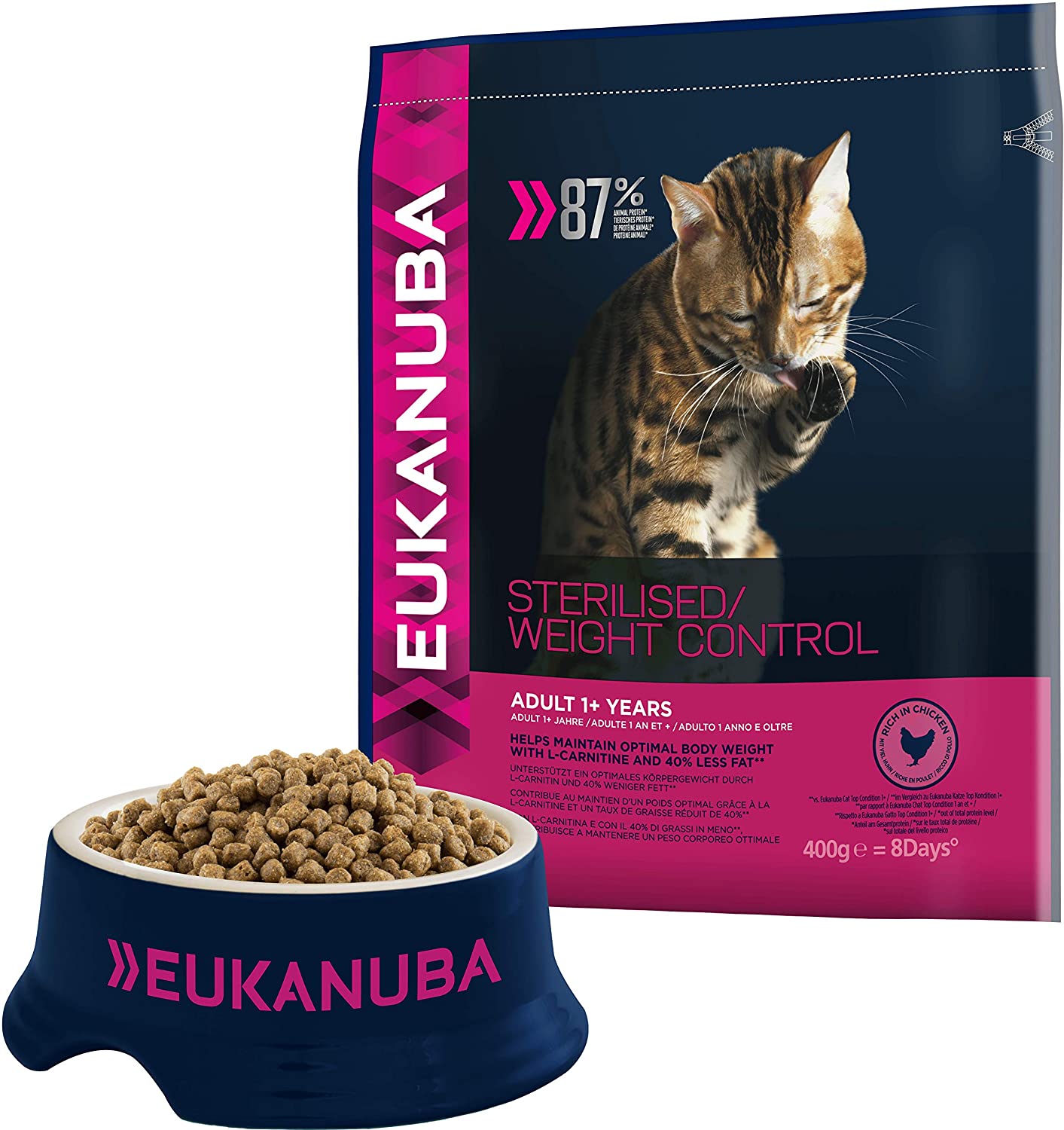  Eukanuba - Comida esterilizada para gatos, paquete de 7 (7 x 400 g) 