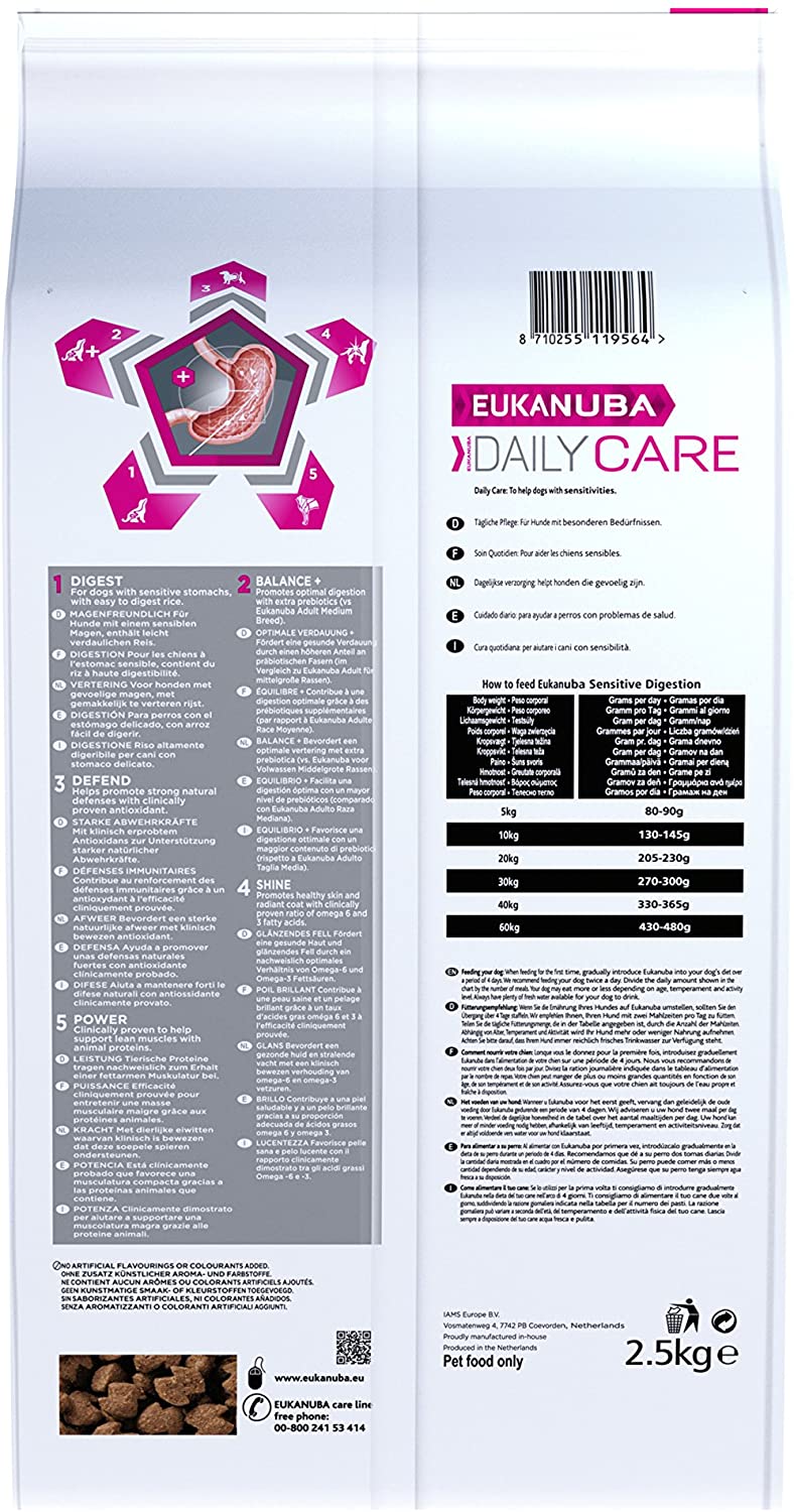  Eukanuba Daily Care Adulto Digestión sensible [2,5 Kg] 