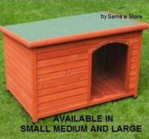  Exteriores casa Caseta de perro de madera techo plano cachorro Refugio Acceso Fácil de Limpiar resistente a la intemperie 