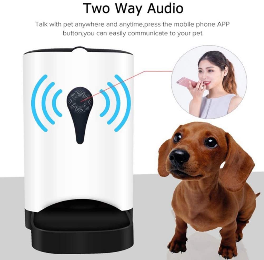  Febelle Alimentador automático Inteligente para Mascotas con cámara Control Remoto WiFi de vídeo Recargable comedero para Perros Gatos 