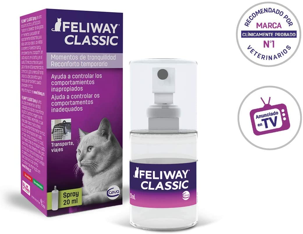  FELIWAY Classic - Antiestrés para gatos - Transportín, Viajes - Spray 20 ml 