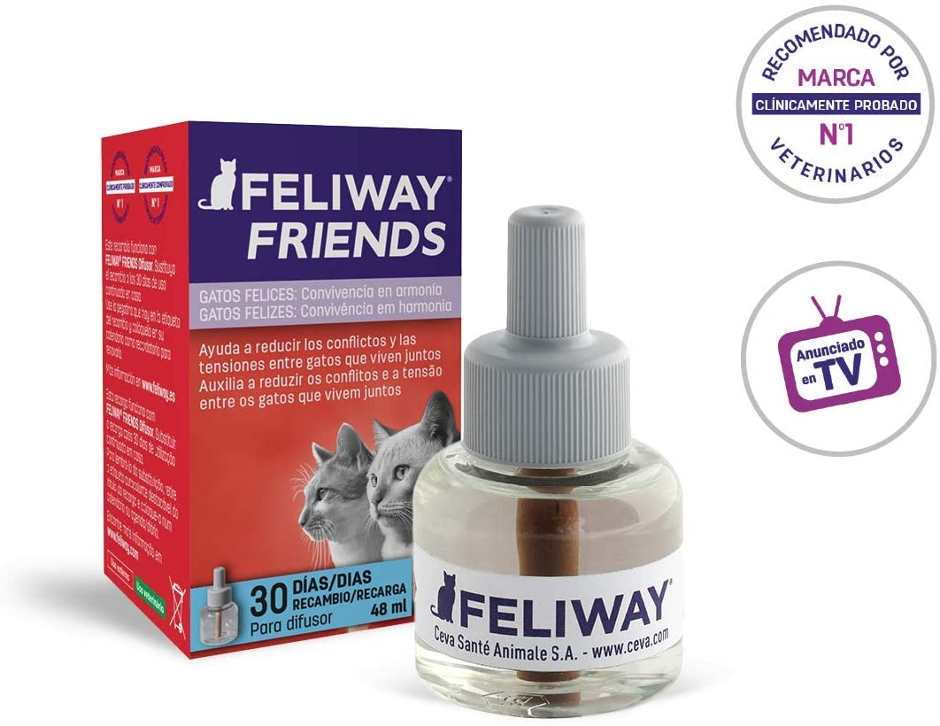  FELIWAY Friends - Anticonflictos para gatos - Peleas, Persecuciones, Bufidos, Bloqueos - Recambio 48 ml 