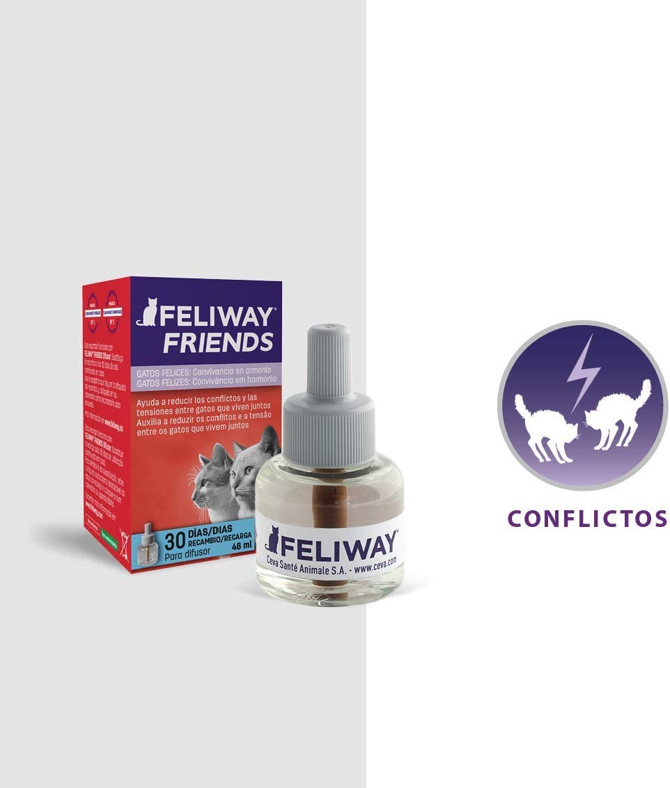  FELIWAY Friends - Anticonflictos para gatos - Peleas, Persecuciones, Bufidos, Bloqueos - Recambio 48 ml 