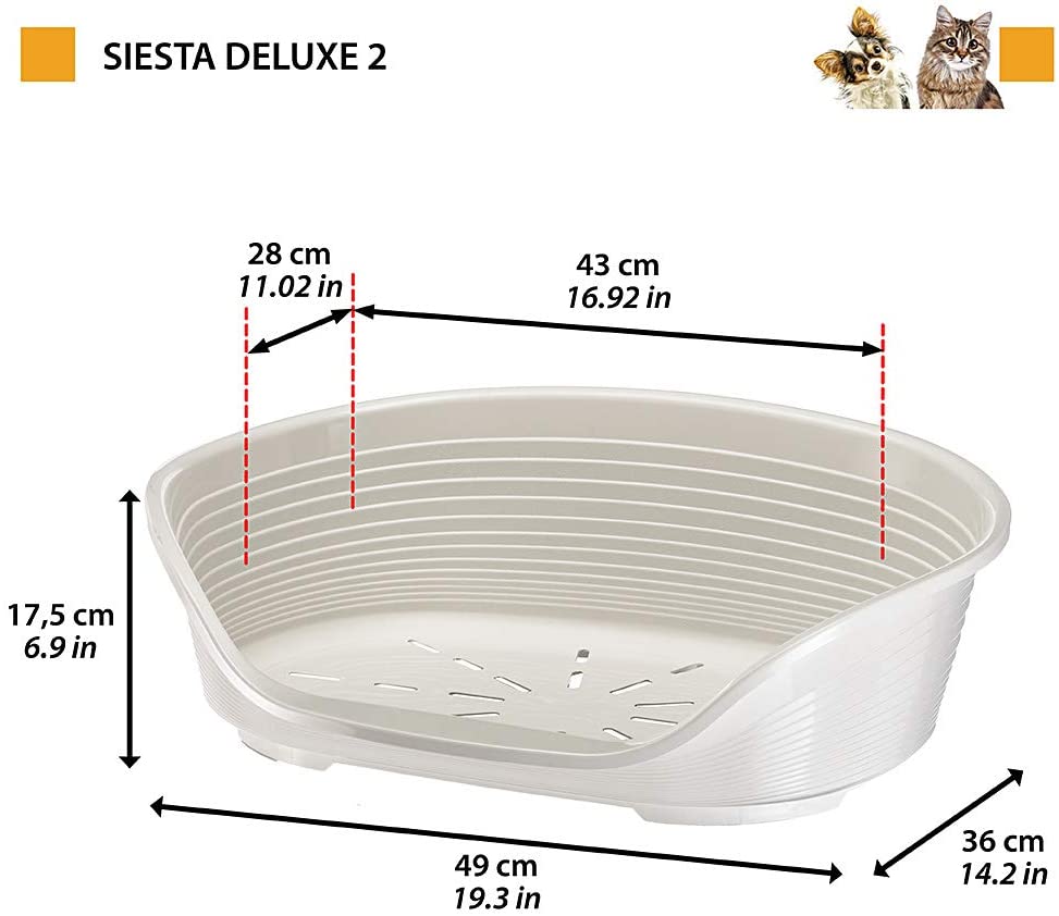  Ferplast Siesta Deluxe 2 - Cama para Gatos y Perros, 49 x 36 x 17,5 cm, Color Negro 