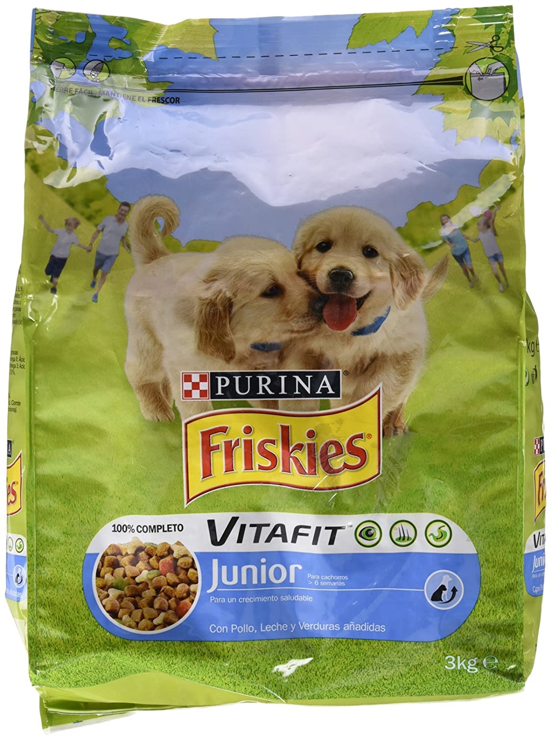  Friskies - VitaFit Junior Cachorros con Pollo, leche y verduras añadidas, 3 Kg 