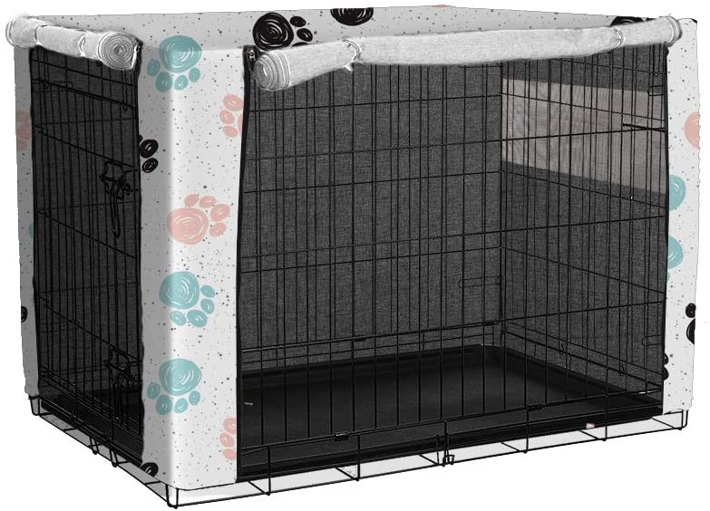  Funda para jaula de perro, duradera y resistente al viento, cubierta de lino, utilizada para protección interior y exterior de jaulas de alambre, casas pequeñas para mascotas (XXL: 49" x 31" x 32" ） 