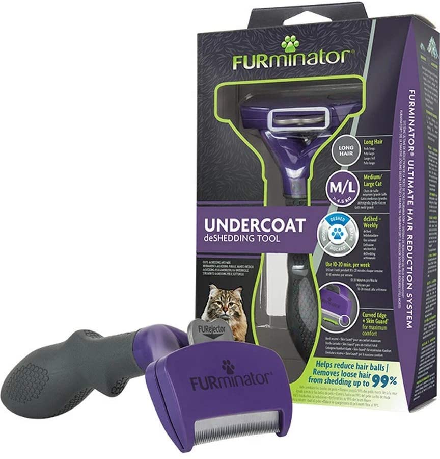  FURminator Undercoat deShedding Tool para gatos medianos/grandes de pelo largo 