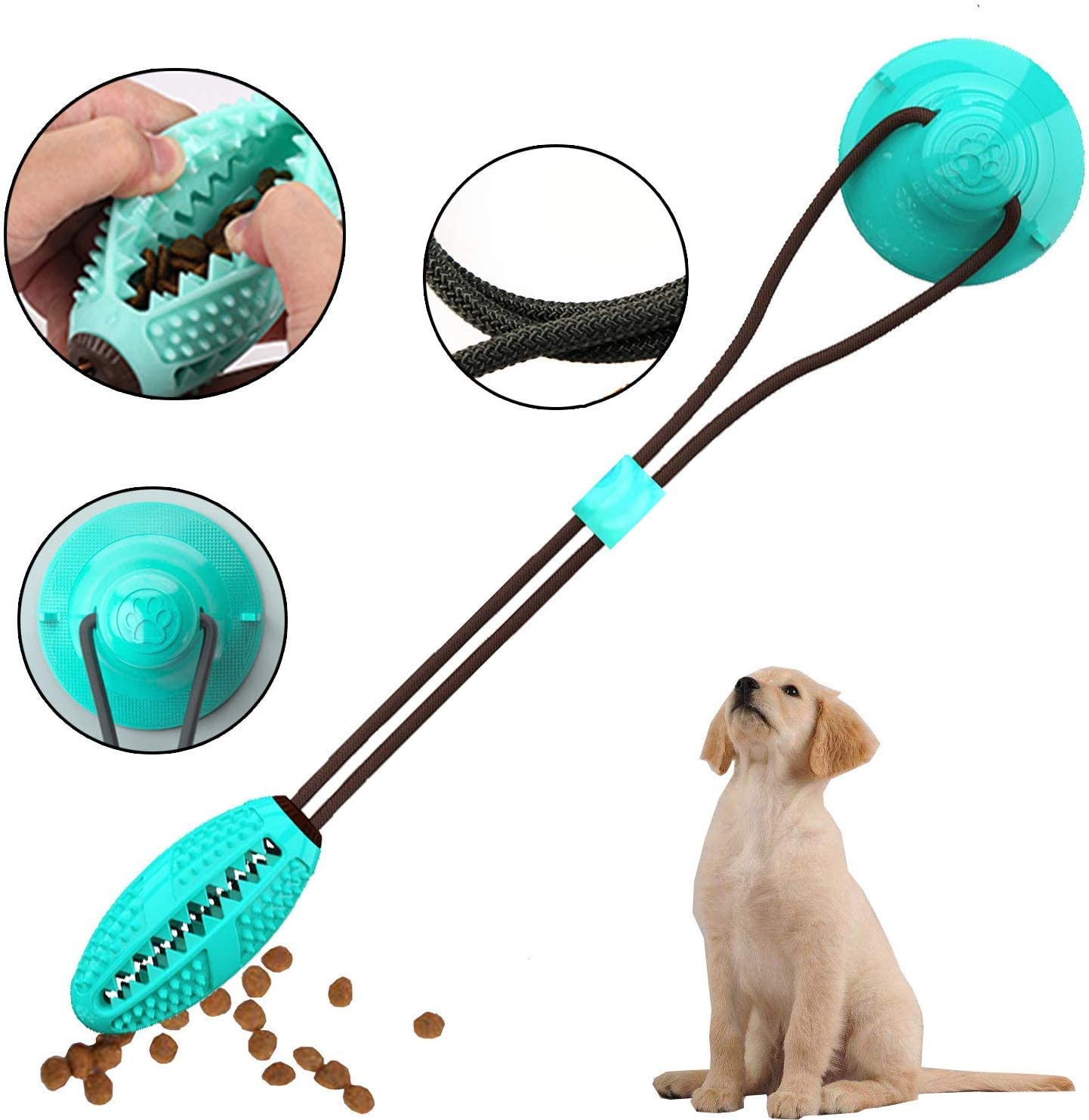  GHONLZIN Multifunction Pet Molar Bite Toy, Juguete Mordedor Mascota, Juguete Multifuncional para mordedura de Molar, Mordedura de Perro del Entrenamiento con Ventosa (#Blue) 
