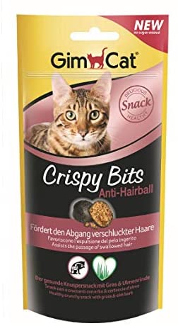  GimCat Crispy Bits - Snack crujiente de carne para gatos, con ingredientes funcionales - Sin azúcar añadido - Antibolas de pelo - 40 g 