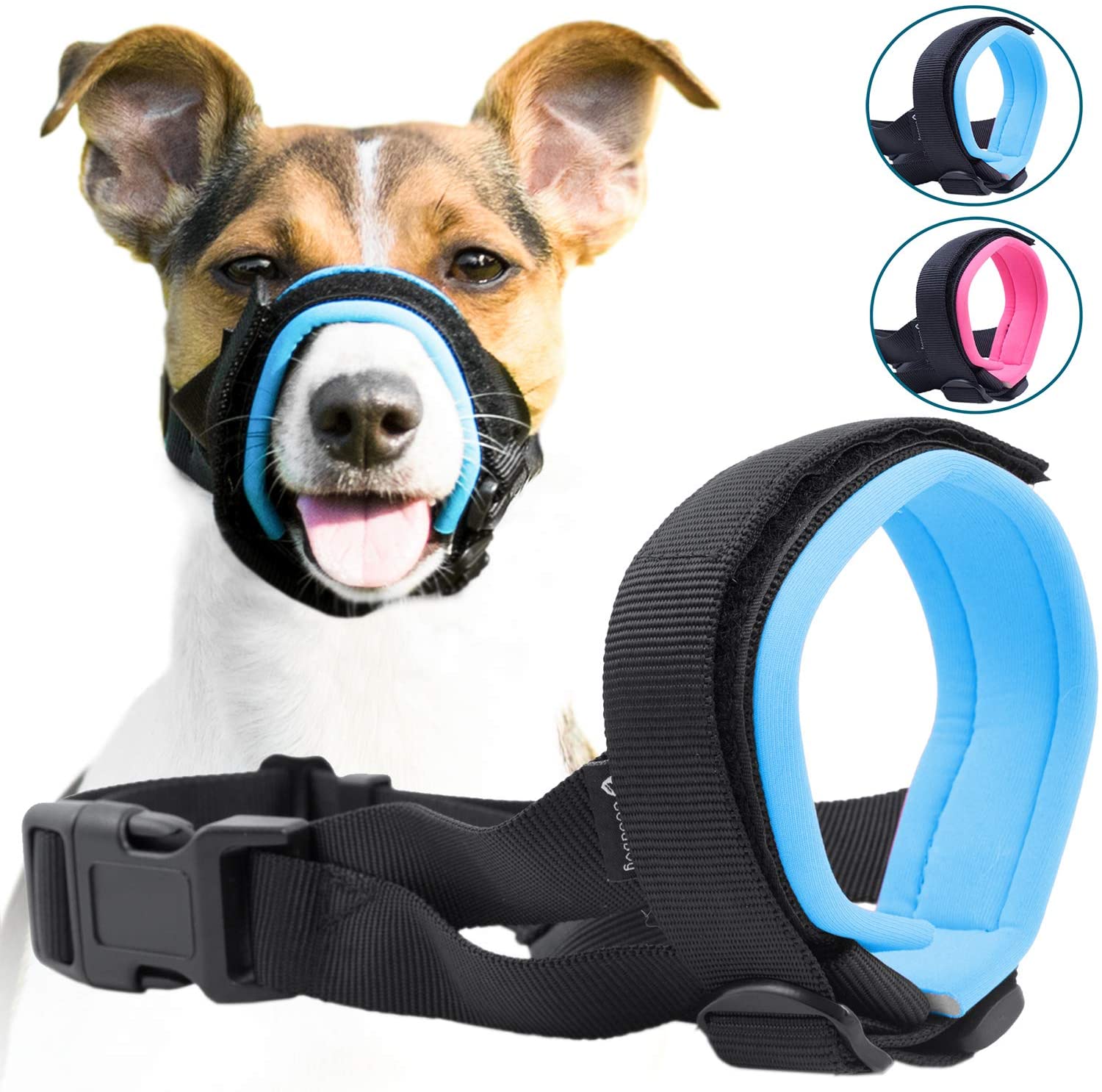  GoodBoy Bozal de protección Suave para Perros – Evita mordiscos, ladrido y masticación (M, Azul) 