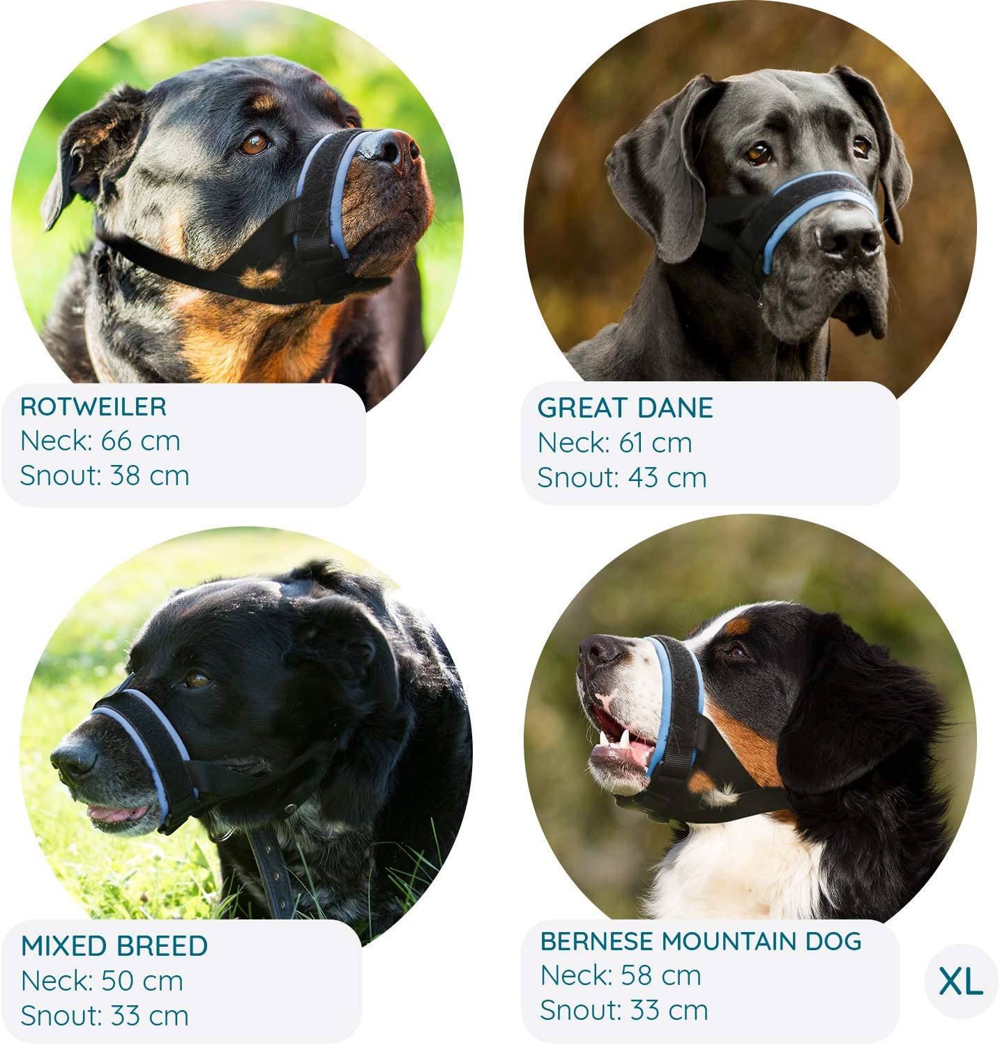  GoodBoy Bozal de protección Suave para Perros – Evita mordiscos, ladrido y masticación (XL, Azul) 