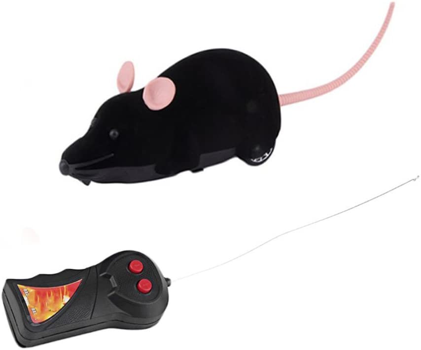  Gracioso gato perro juguetes simulación de control remoto ratón niños juguetes orejas al azar, Negro 