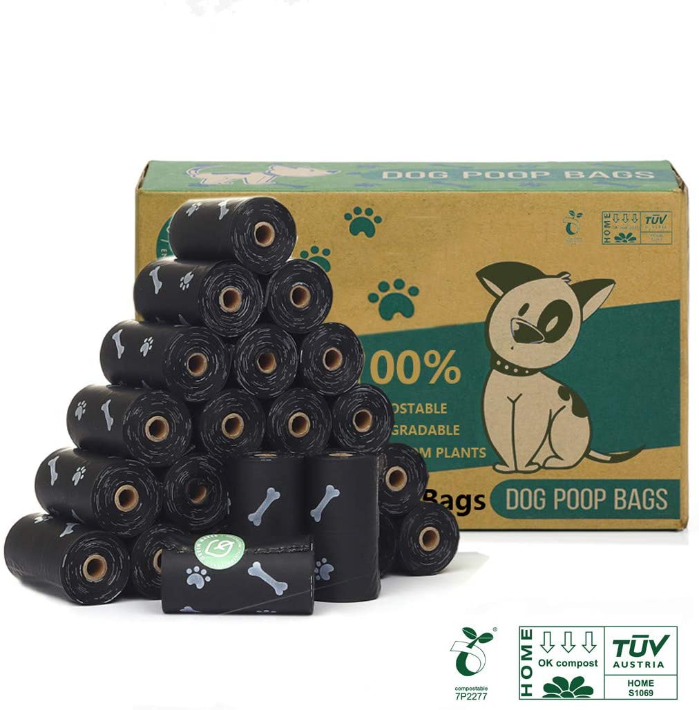  Green Maker 100% Compostajes & Biodegradables Caca Perro 360 Bolsas Excrementos Perros 30% más Grueso Que Otros Hechos de Almidón de Maíz con Europea EN13432 y Home Compost Certificación (Negro) 