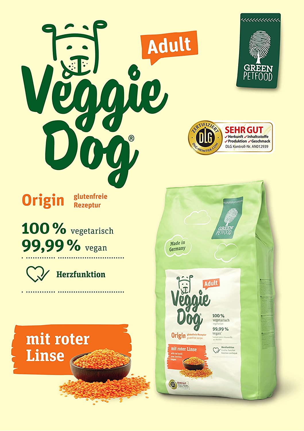  Green Petfood VeggieDog Origin Adult (1 x 10 kg) 