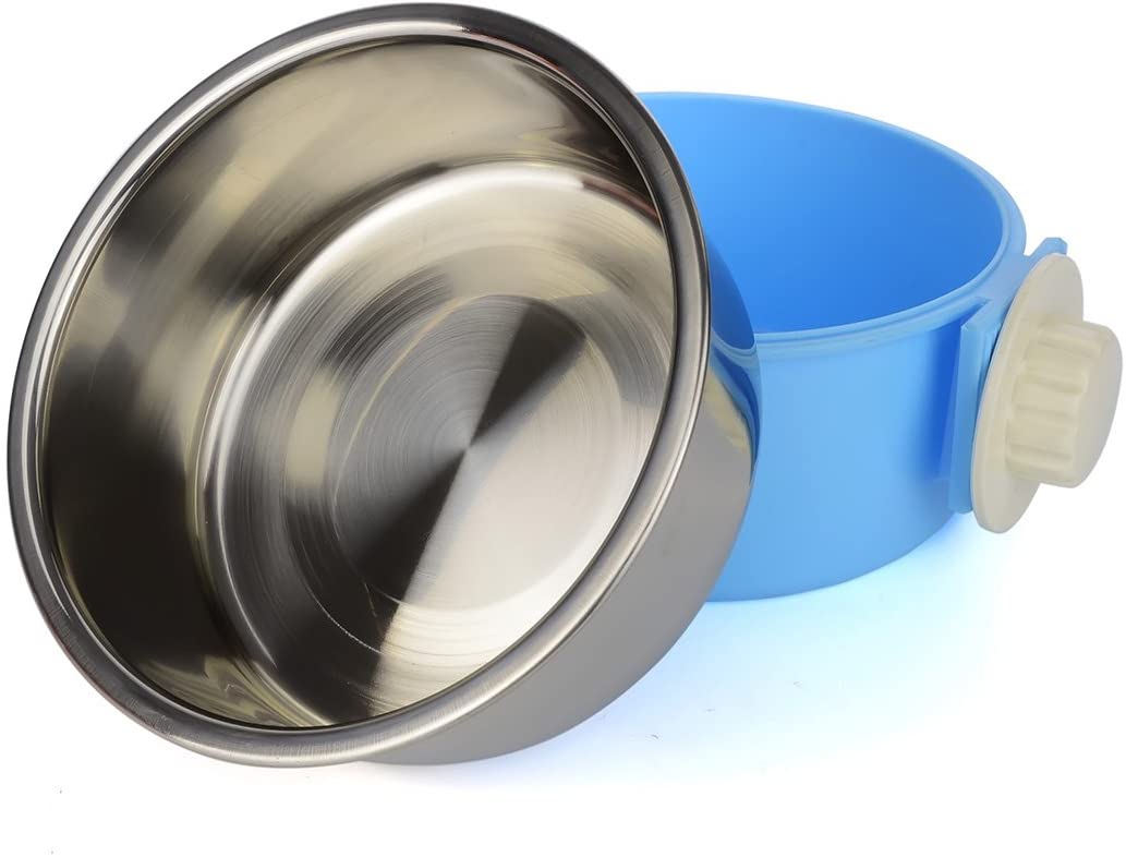  GreeSuit Comedero perros de acero inoxidable Animales domésticos colgantes jaula extraíble acero inoxidable alimentos agua azul cuencos para perros gatos pequeños animales 