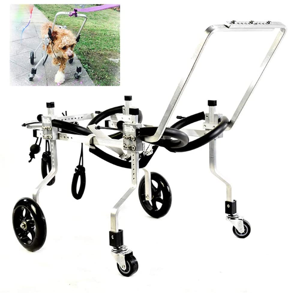 GZX-Dog 15-25KG Silla De Ruedas para Perro 4 Ruedas Aleación De Aluminio Fácil Ensamble para Rehabilitación De Piernas para Perros Pequeños con Minusvalía 