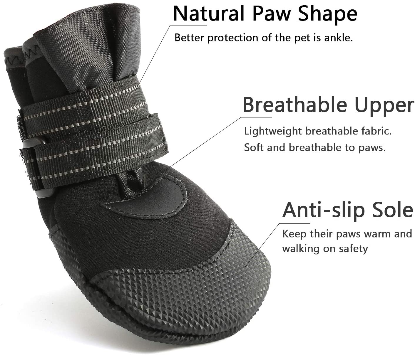  Hcpet Protectores de Pata de Perro, Zapatos Perro para Pequeña y Grandes Perros – Negro (5#) 