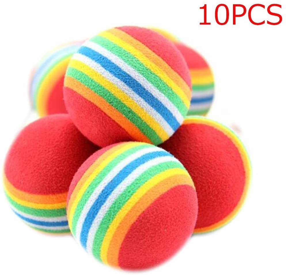  Healthy Clubs 10Pcs Funny Cute Rainbow Toy Ball Small Dog Cat Pet training Toys 